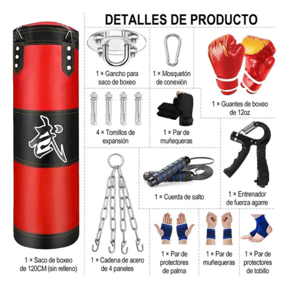 Saco profesional de box con accesorios